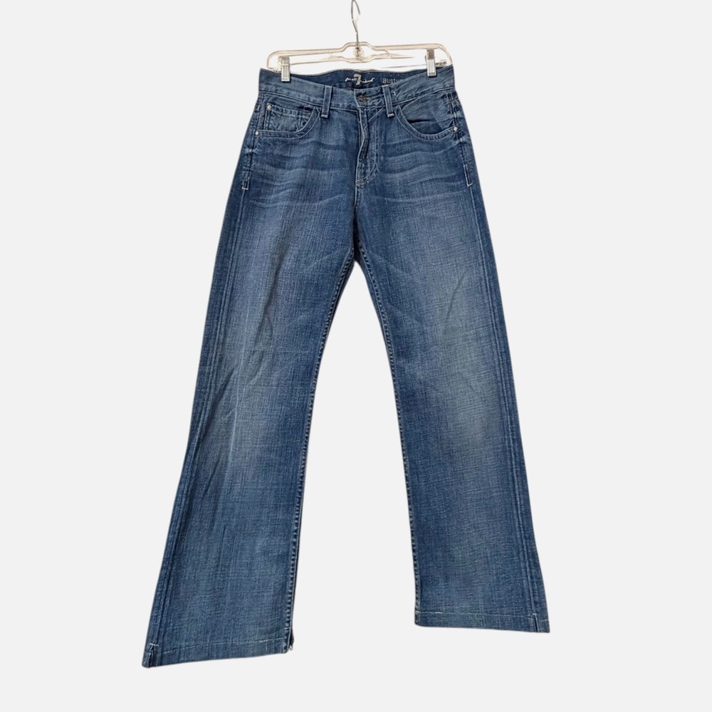 7 For All Mankind Austyn  Straight-Leg  Medium-Wash Blue Flare Denim Jeans
